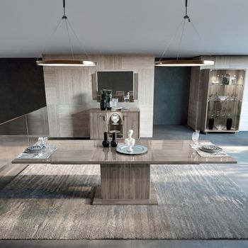 Volare Italian Venetian Grey 8-12 Seater 200cm-290cm Pedestal Extending Dining Table