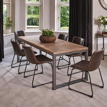Capri Mango Wood 6 Seater 180cm Dining Table with Brushed Gunmetal Base