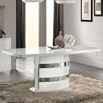 Roma Italian Butterfly Extending Dining Table - 200cm-245cm - 8-10 Seater - Pedestal Base - White