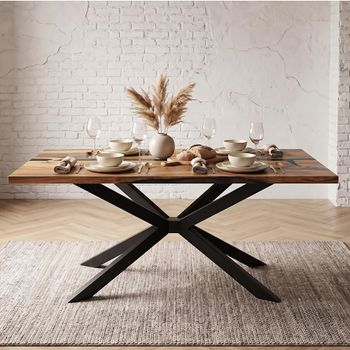 Cube Goa Petite Dining Table - Star Base - Rustic Sheesham - Variation Available