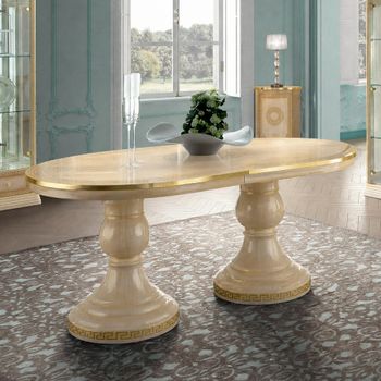 Aida Italian Extending Dining Table - 185cm-230cm - 6-8 Seater - Oval - Ivory