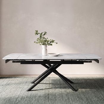 Apollo-Grey-Ceramic-6-8-Seater-160cm-220cm-Extending-Dining-Table-with-Black-Base