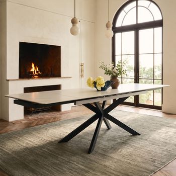Sutton-White-Ceramic-4-8-Seater-140cm-200cm-Extending-Dining-Table-with-Black-Star-Base
