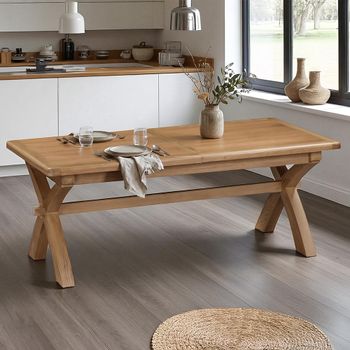 Hopewood Oak 8-10 Seater 200cm-250cm Extending Dining Table with Cross Leg