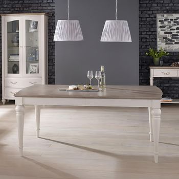 Montreux Grey Washed Oak and Soft Grey 6-10 Seater 180cm-225cm Extending Dining Table