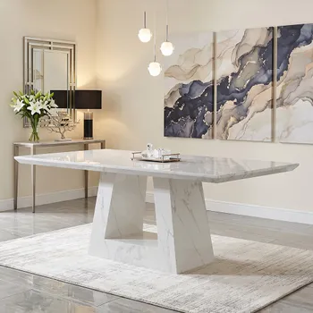 Milan White Marble Dining Table - Sizes Available