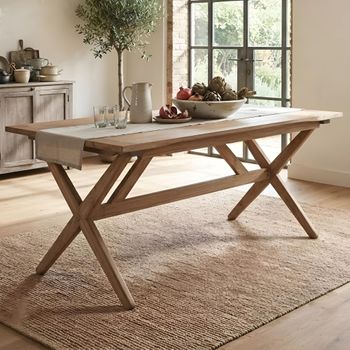 Aveno Natural Mindi Wood 6 Seater 180cm Dining Table with Cross Legs