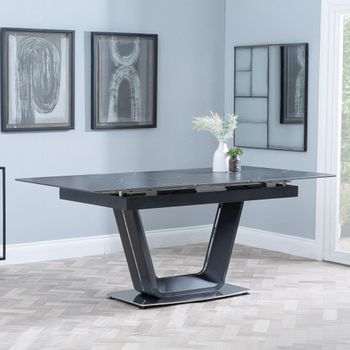 Alpha Black Ceramic 4-6 Seater 140cm-180cm Extending Dining Table