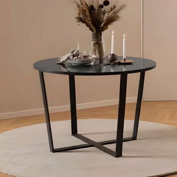 Amble Black Marble Effect 4 Seater 110cm Round Dining Table