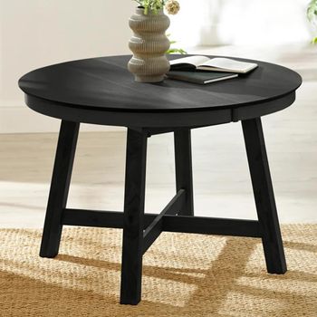 Annika Black Oak Veneer 4-6 Seater 115cm-154cm Round Extending Dining Table