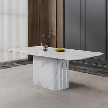 Antonio White Marble Dining Table - Sizes Available