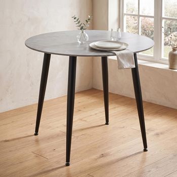 Argenta Grey and Black Sintered Stone Top 4 Seater 90cm Round Dining Table