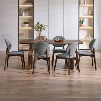 Artemis Walnut 6 Seater 180cm Dining Table with Curved Leg