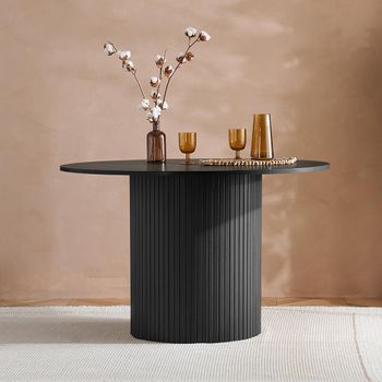 Axel Black Fluted 4 Seater 120cm Round Dining Table