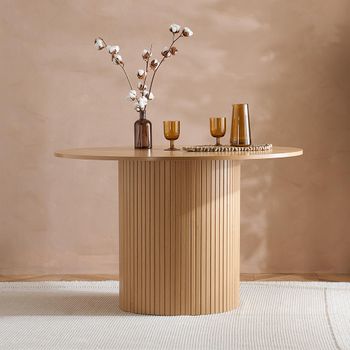 Axel Oak Fluted 4 Seater 120cm Round Dining Table