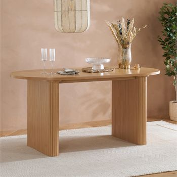 Axel Oak Fluted 6 Seater 160cm Oval Dining Table