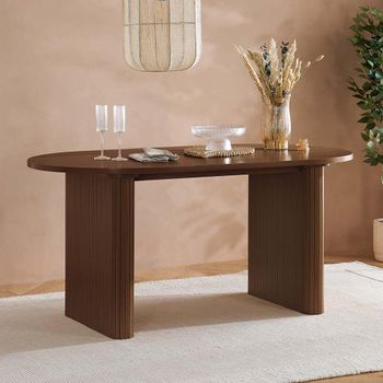 Axel Walnut 6 Seater 160cm Fluted Oval Dining Table