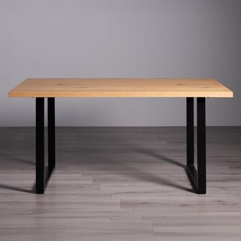 Ramsay Oak 6 Seater 160cm Dining Table with Black U Leg