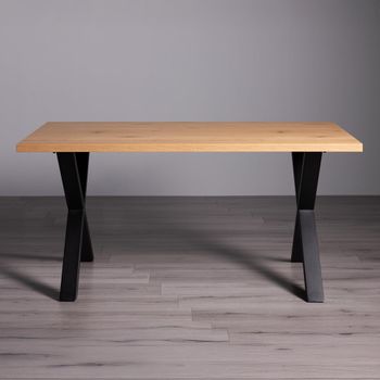 Ramsay Oak 6 Seater 160cm Dining Table with Black X Leg