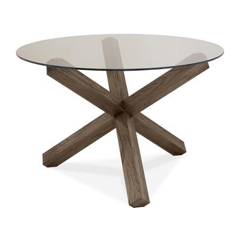 Turin Dark Oak Glass Top 4 Seater 120cm Round Dining Table