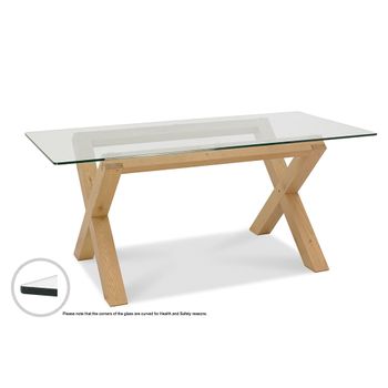 Turin Light Oak Glass Top 6 Seater 180cm Dining Table