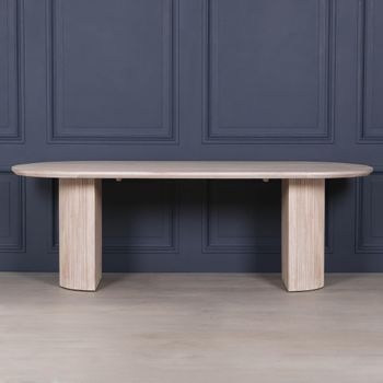 Blanche Acacia Wood Fluted 8 Seater 230cm Oval Dining Table