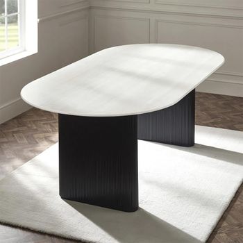 Bolivia White Marble Effect 8 Seater 220cm Oval Double Pedestal Dining Table