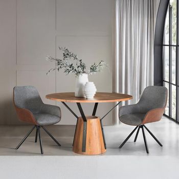 Bologna Mango Wood 4 Seater 116cm Round Pedestal Dining Table