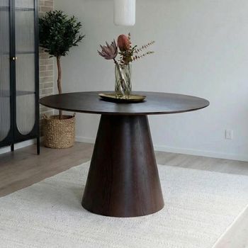 Bolton Dark Wood 4 Seater 120cm Pedestal Round Dining Table