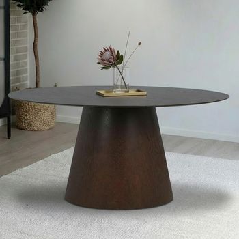 Bolton Dark Wood 6 Seater 160cm Pedestal Oval Dining Table