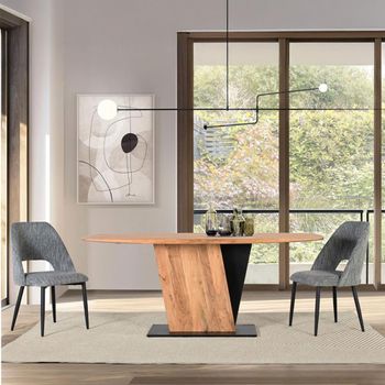 Brescia Acacia Wood Pedestal Dining Table - Sizes Available