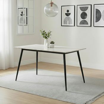 Breton Compact White Ceramic 4 Seater 120cm Dining Table
