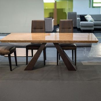 Butterfly Dining Table with Marble with Wooden Pedestal Base - Sizes Available