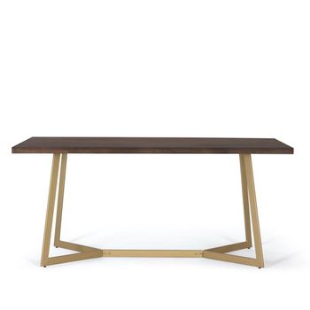 Caltan Walnut Mango Wood and Gold 8 Seater 200cm Geometric Dining Table