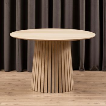 Christo White Oak 4 Seater 120cm Round Slatted Pedestal Dining Table