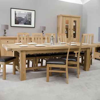 Bordeaux Oak 8-12 Seater 220cm-320cm Grand Extending Dining Table