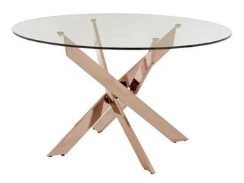 Clearance - Allure Round Rose Gold Glass 4 Seater 130cm Dining Table - FSS15472