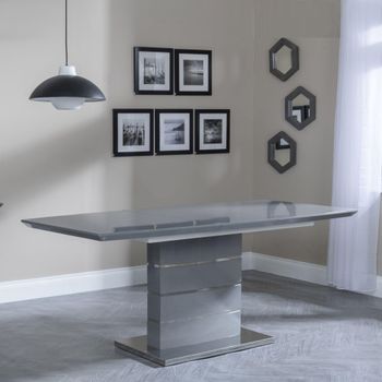 Clearance - Rimini 4-6 Seater Grey Gloss Extending Dining Table - 140cm-180cm