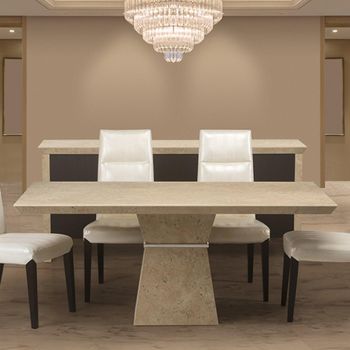 Clepsy Plus Dining Table with Marble with Pedestal Base - Sizes Available