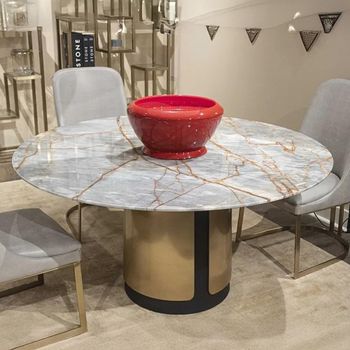 Compass Marble Round Pedestal Dining Table - Sizes Available