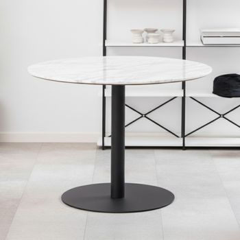 Corby White Marble Effect and Black 4 Seater 105cm Round Dining Table