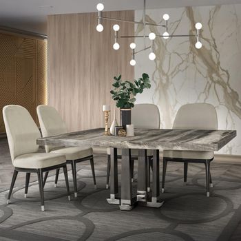 Daytona 8 Seater Dining Table with Marble with Pedestal Base - Sizes Available