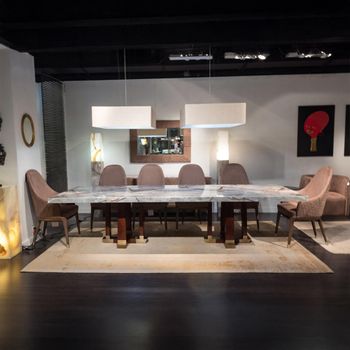 Daytona Marble Large Dining Table with Pedestal Base - Sizes Available