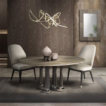 Daytona Round Dining Table with Marble with Pedestal Base - Sizes Available