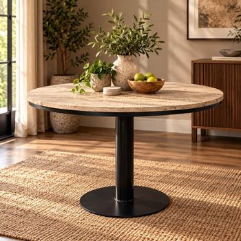 Wooden 4 Seater 107cm Round Dining Table