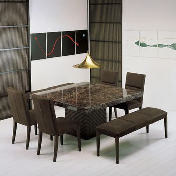 Espresso Marble 6 Seater 180cm Pedestal Dining Table - Sizes Available