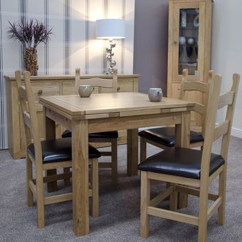 Elegance Oak 4-6 Seater 90cm-150cm Extending Dining Table