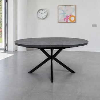 Faro Charcoal 4-6 Seater 120cm-160cm Round Melamine Extending Dining Table