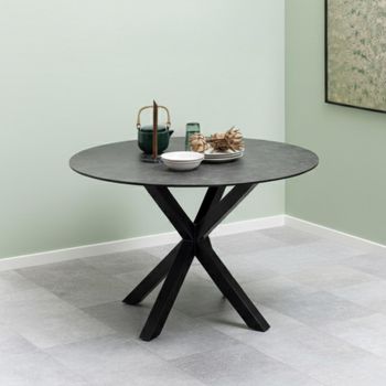 Heaven Black Ceramic 4 Seater 119cm Round Dining Table with Star Legs