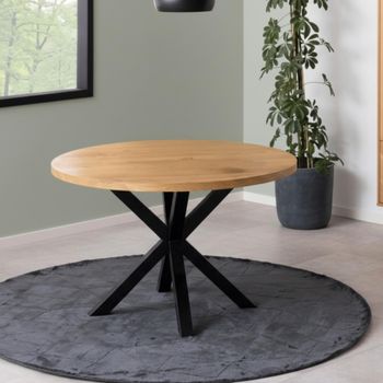 Heaven Oak 4 Seater 120cm Round Dining Table with Star Legs